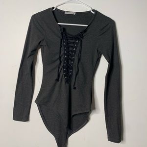 Long Sleeved Tie-Front Fashion Nova Body Suite